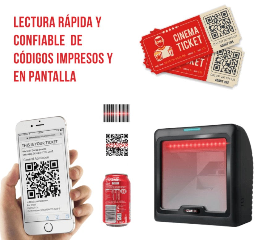 Lector de Códigos de Barra Scanlux SL6100 USB o SERIAL RS232